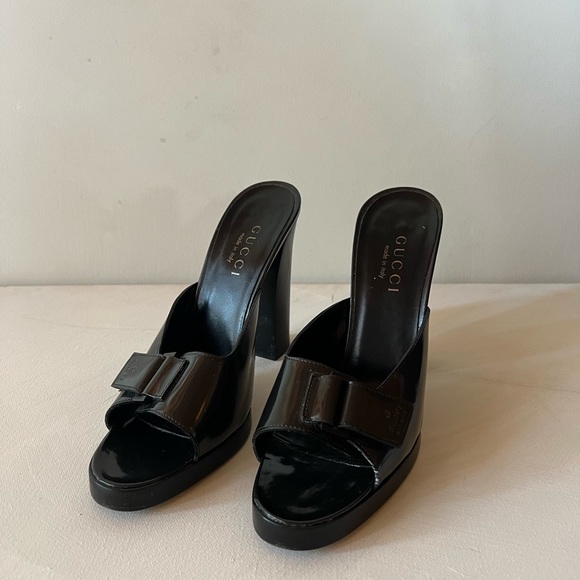 Gucci Open Toe High Heel Black Sandal Size 8 - Picture 4 of 13
